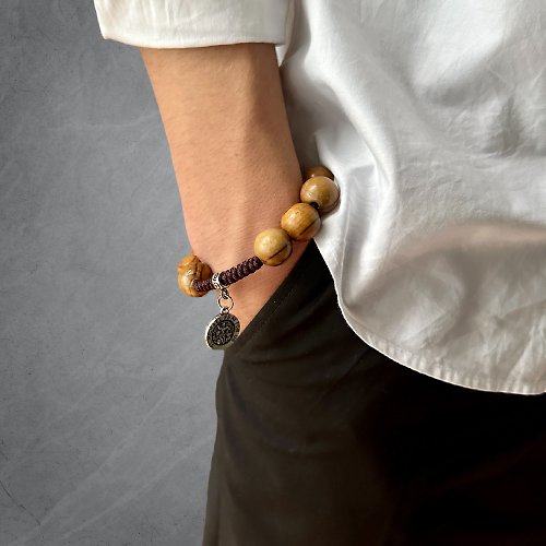 Holy Land blessing 來自聖地的祝福 以色列進口10mm橄欖木珠手鍊 天使長米迦勒 手圍長度可調8251020
