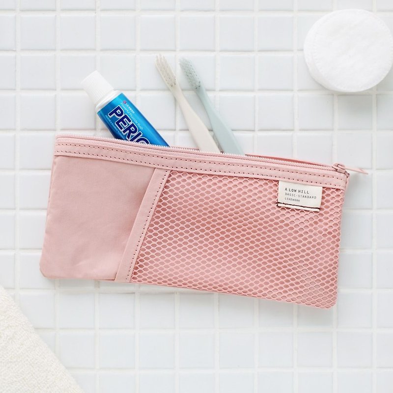 Livework casual style double pencil bag - Begonia powder, LWK51653 - Pencil Cases - Plastic Pink