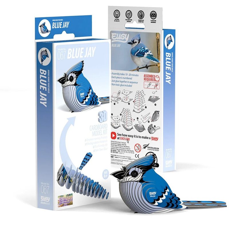 EUGY 3D Cardboard Kit Set Model - 067 Blue Jay - เกมปริศนา - กระดาษ สีน้ำเงิน