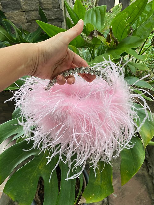 sginstar Venie sweet pink feathers mini bag for cocktail party
