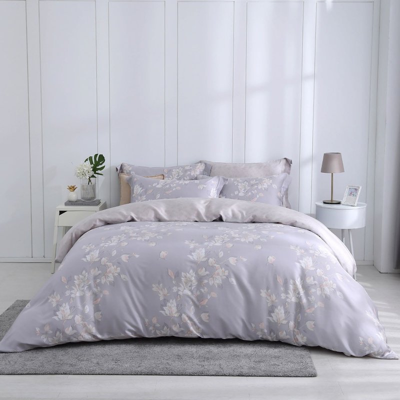 Hongyu 300 Woven Tencel Thin Quilt Cover Bed Bag Set Flora (Double/Large/Extra Large) - เครื่องนอน - วัสดุอื่นๆ สีม่วง