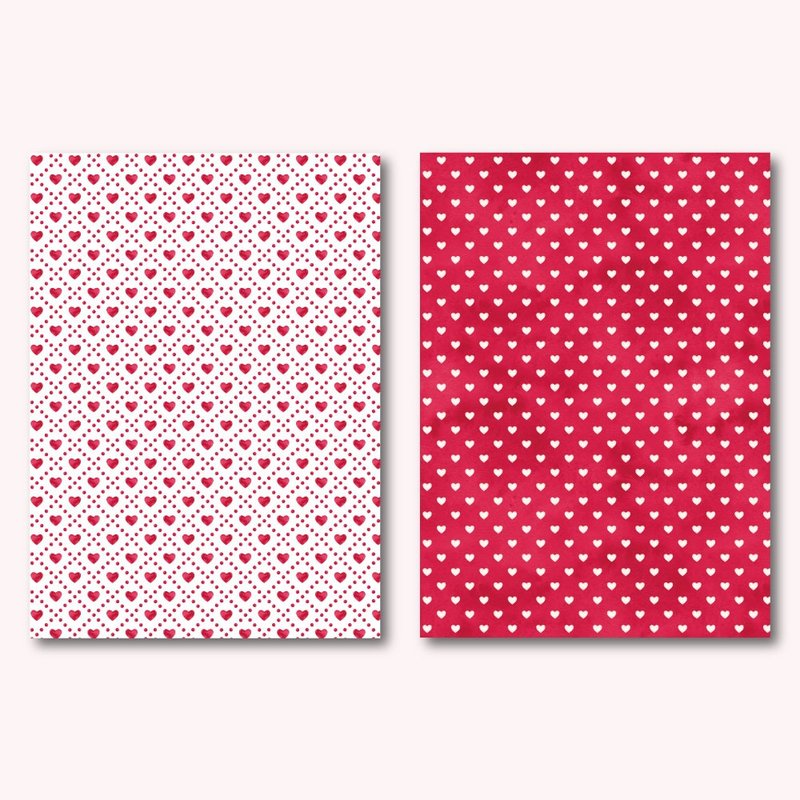 Red Heart Pattern Large Sticky Notes 10*14cm 2 Types, 50 Sheets SET - 便條紙/便利貼 - 紙 