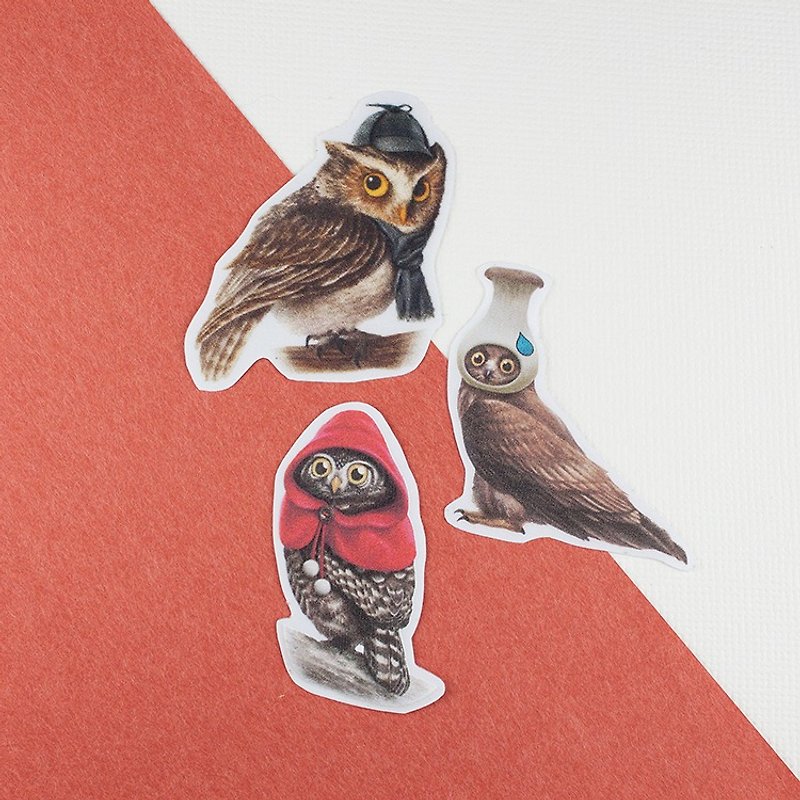 透明貼紙 - OWL - 防水、防刮、防曬 -任選4張 - 貼紙 - 紙 咖啡色