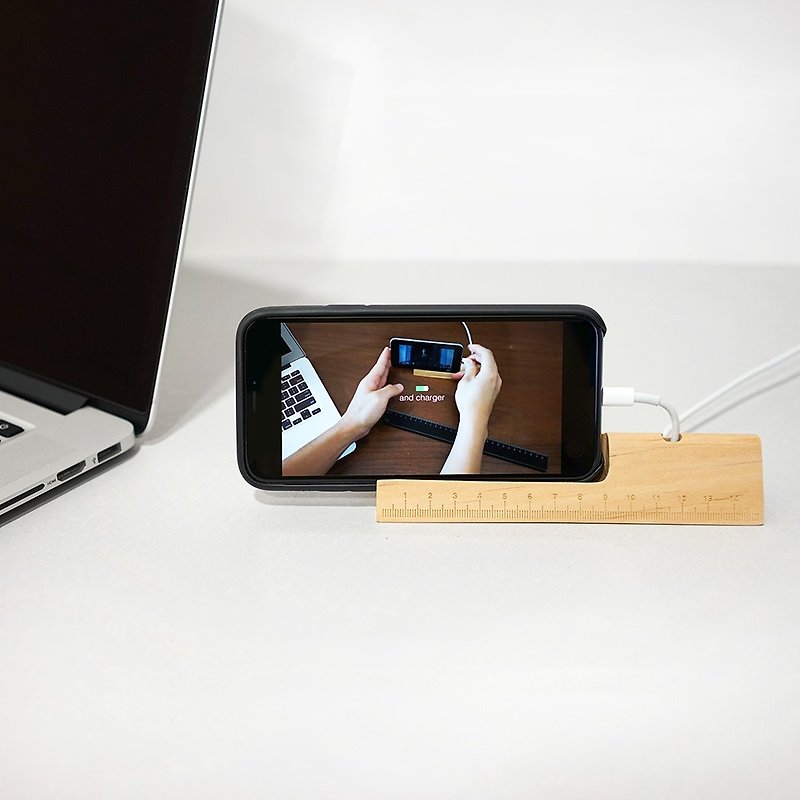 Ruler Dock - 2 ways iPhone Dock (Light Wood) - เคส/ซองมือถือ - ไม้ 