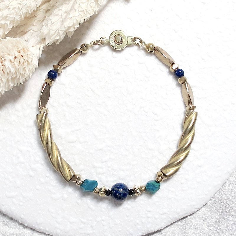 ♦ VIIART ♦ ♦ musician Peacock Stone lapis lazuli bracelet Bronze - Bracelets - Other Metals Blue