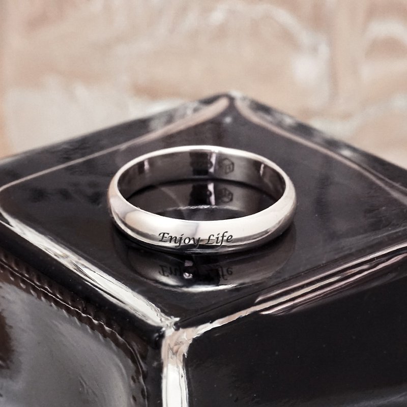 Arc Silver 4mm medium version 925 sterling silver engraving custom men's ring women's ring unisex name ring - แหวนทั่วไป - เงินแท้ สีเงิน