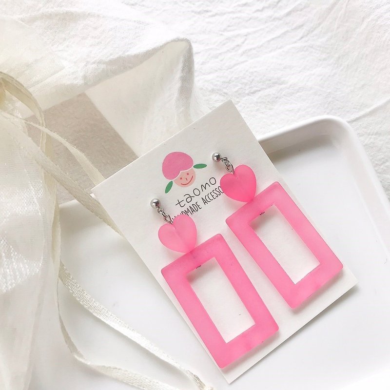 My Cutest Collection-Matte Love Square Acrylic Earrings - Earrings & Clip-ons - Acrylic Multicolor