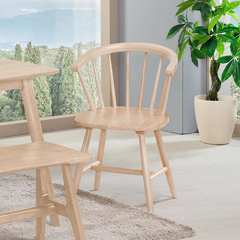 Solid wood dining chair washed white / log / light walnut (Vinson) home decoration - เก้าอี้โซฟา - ไม้ หลากหลายสี
