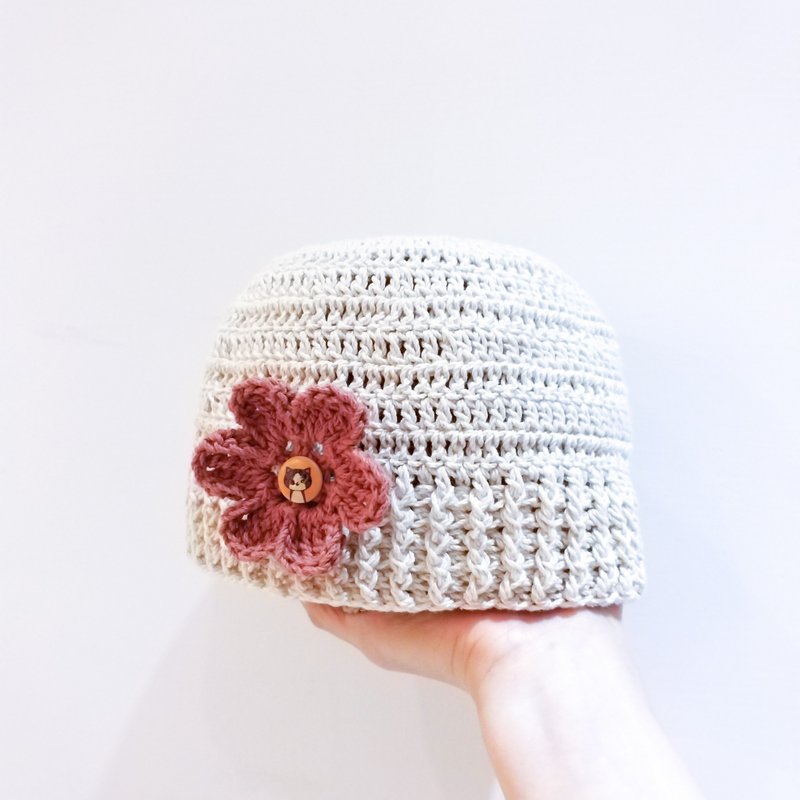 Cute round hat style hat can be freely matched with colors - Hats & Caps - Cotton & Hemp White