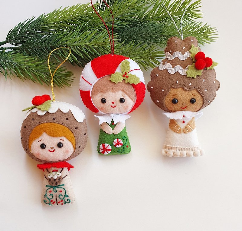 ぶら下がっている人形、クリスマスの飾り、キャンディー、クリスマスツリーの飾り - 人形・フィギュア - サステナブル素材 