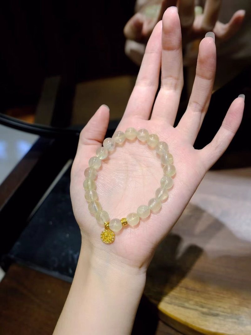 青檸  天然葡萄石手鏈8mm搭配扎基拉姆點綴 小眾輕奢氣質高級感 - 手鍊/手環 - 玉石 