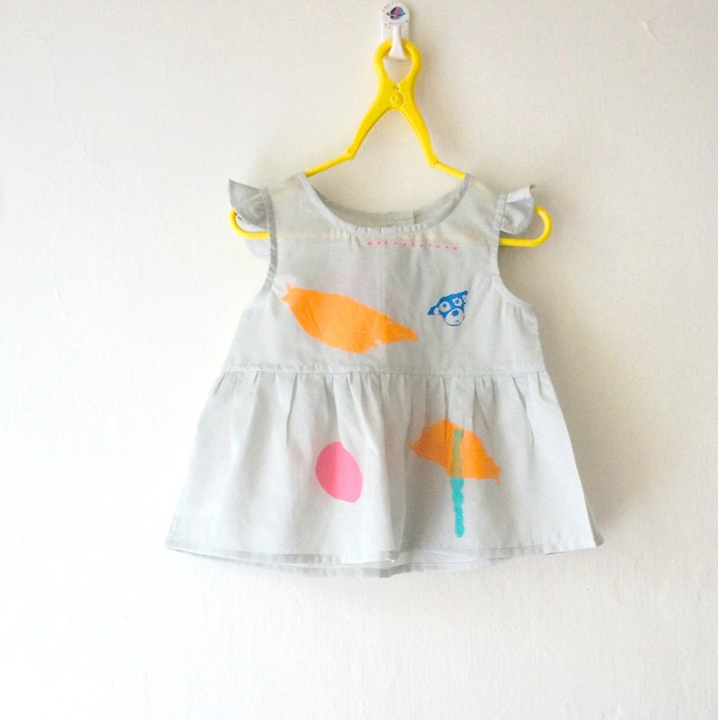Thin cotton gray sea waves, puppy, a touch of paint, cute kid dress/ - Other - Cotton & Hemp Multicolor