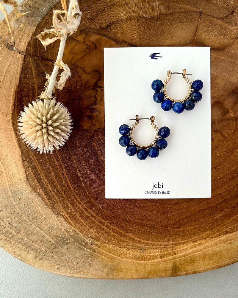 Lapis Lazuli Hoop Earrings - Earrings & Clip-ons - Semi-Precious Stones Blue