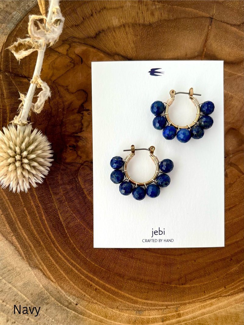 12月誕生石 ラピスラズリのボリュームフープ - 耳環/耳夾/耳骨夾 - 半寶石 藍色