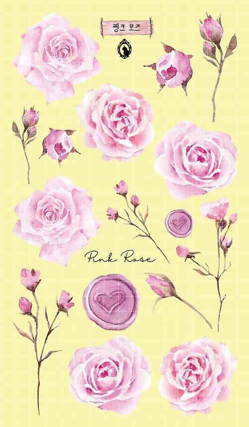 honne market Pink Rose - White Printed PET (blue lion)