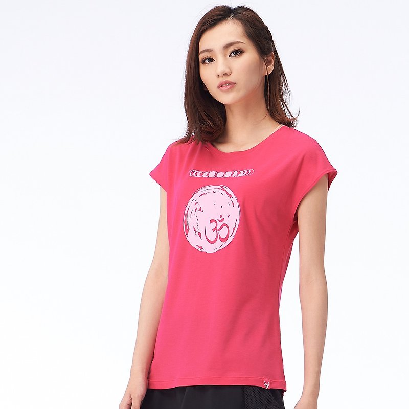 [MACACA] Cycle cool bamboo stick love T- BST2312 pink - Women's Yoga Apparel - Polyester Red