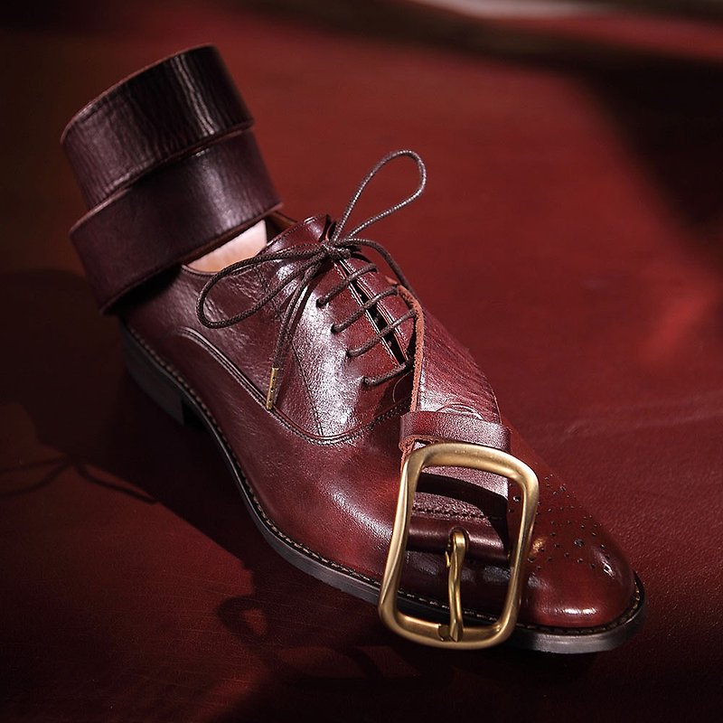 Vanger simple Yashi carved oxford shoes Va235 red - รองเท้าอ็อกฟอร์ดผู้ชาย - หนังแท้ สีแดง