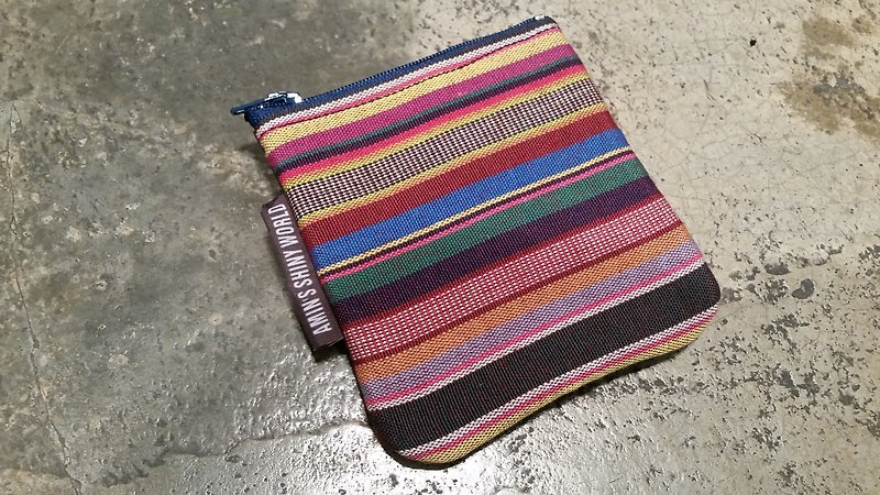 AMIN'S SHINY WORLD handmade custom style ethnic jacquard bag change little things - กระเป๋าสตางค์ - ผ้าฝ้าย/ผ้าลินิน หลากหลายสี
