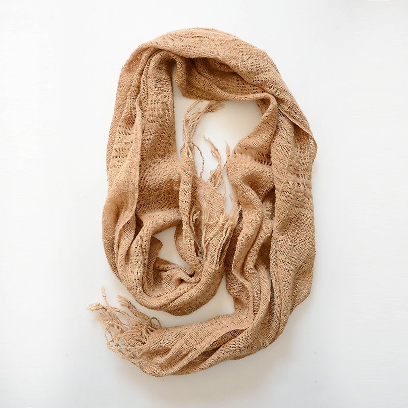 japanese fabric vintage scarf cotton hemp linen natural color free shipping - Scarves - Cotton & Hemp Khaki
