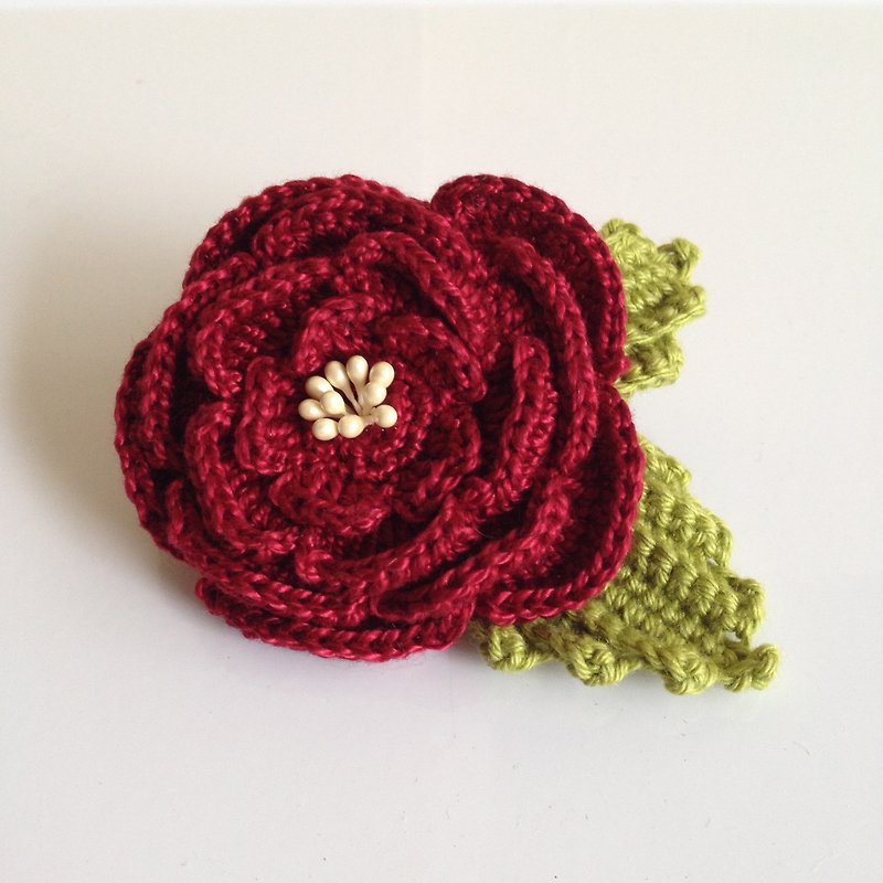Xiao fabric - Spring Garden / hand-woven red camellia hair accessories / bracelet - เครื่องประดับผม - ผ้าฝ้าย/ผ้าลินิน สีแดง