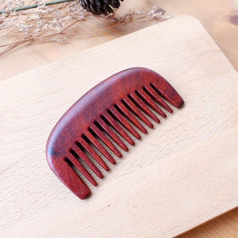 Rosewood Half Moon Flat Comb-With Storage Bag - Makeup Brushes - Wood Brown