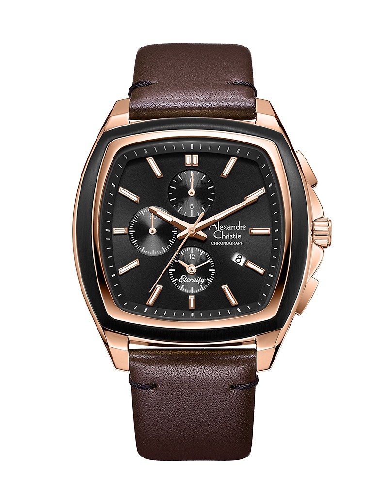 [AC Watch] 6616MCLRGBABO-SET Rose Gold x Brown - นาฬิกาผู้ชาย - สแตนเลส 