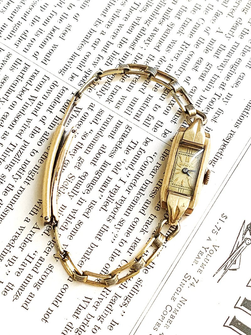 1950 Bulova Rectangular Swiss Antique Mechanical Watch - นาฬิกาผู้หญิง - โลหะ สีทอง