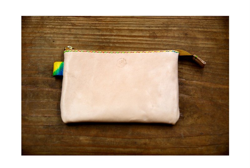 Tanned leather multi-pouch 19 stitch colors to choose from Makeup pouch Accessory case - กระเป๋าเครื่องสำอาง - หนังแท้ 