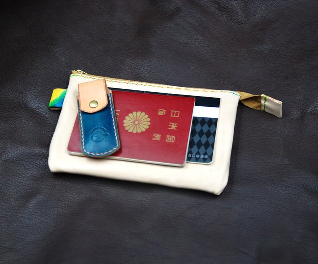 ヌメ革のマルチポーチ 選べるステッチカラー19色 化粧ポーチ 小物入れ