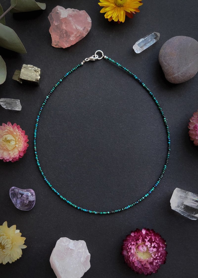 Chrysocolla Choker - tiny beaded turquoise colour necklace - 項鍊 - 半寶石 綠色