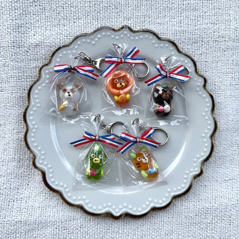 どうぶつゼリーのキーホルダー - 鑰匙圈/鑰匙包 - 樹脂 多色