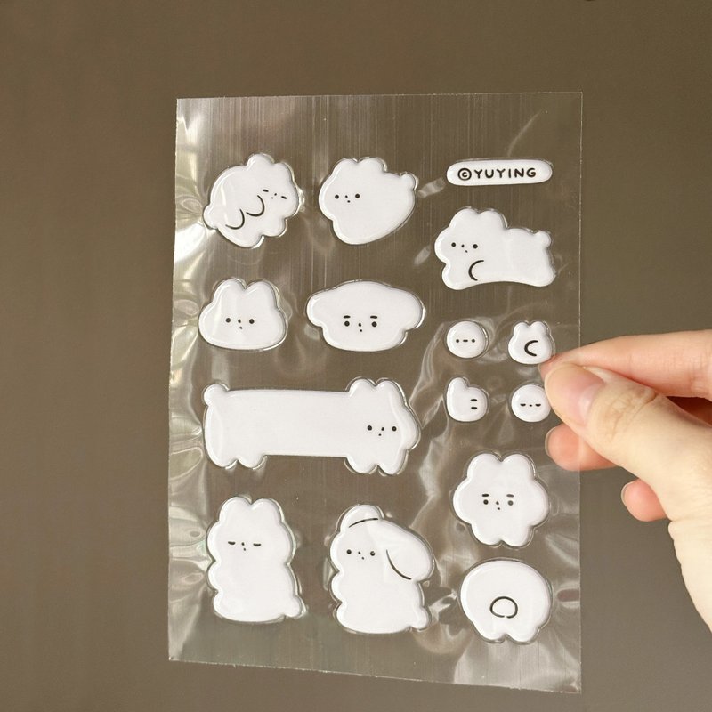 Rabbit three-dimensional bubble sticker - สติกเกอร์ - พลาสติก ขาว