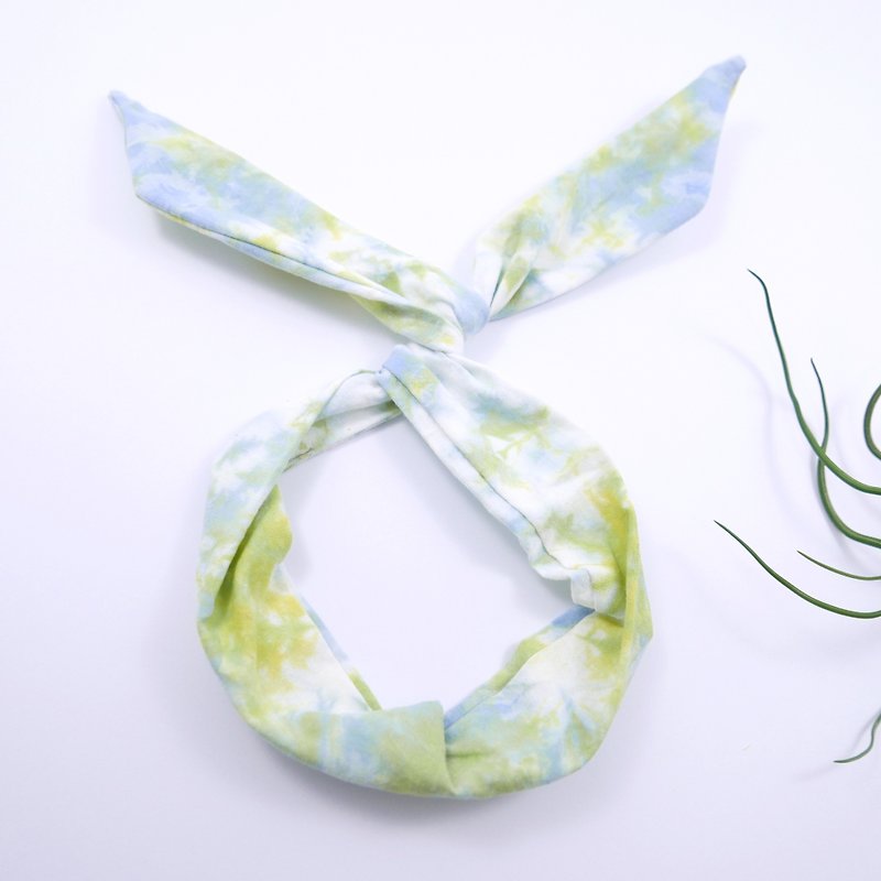 Tie dye/handmade/Headband [Algae lake] - เครื่องประดับผม - ผ้าฝ้าย/ผ้าลินิน สีเขียว