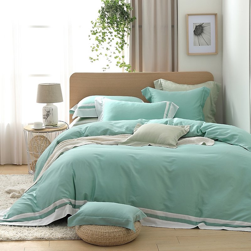 (特大尺寸)築夢原色調-果漾綠60棉多層設計款床包四件組 - 寢具/床單/被套 - 棉．麻 綠色