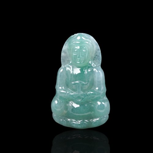 瓔珞翡翠 冰種果陽綠翡翠觀音菩薩項鍊 | 天然緬甸玉翡翠A貨 | 送禮