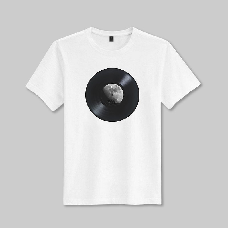 耳機狗經典 月球x黑膠 唱片純棉T-shirt 星球系列 - T 恤 - 棉．麻 