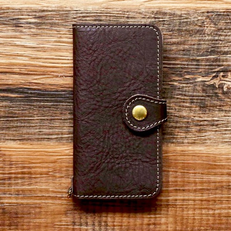 Tochigi Leather Smartphone Case 2Way 2.0 iPhone Android Compatible Notebook Type Brass Brown JAK044 - พวงกุญแจ - หนังแท้ 