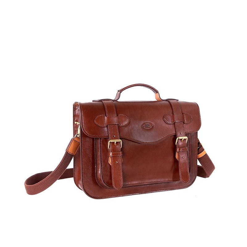 [SOBDEALL] Vegetable tanned leather classic Cambridge bag - Messenger Bags & Sling Bags - Genuine Leather Brown