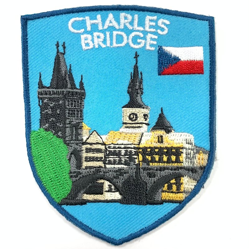 Czech Charles Bridge PATCH Embroidered Adhesive Patch INS Punch Landmark Armband Cloth Label Cloth Sticker - Badges & Pins - Thread Multicolor