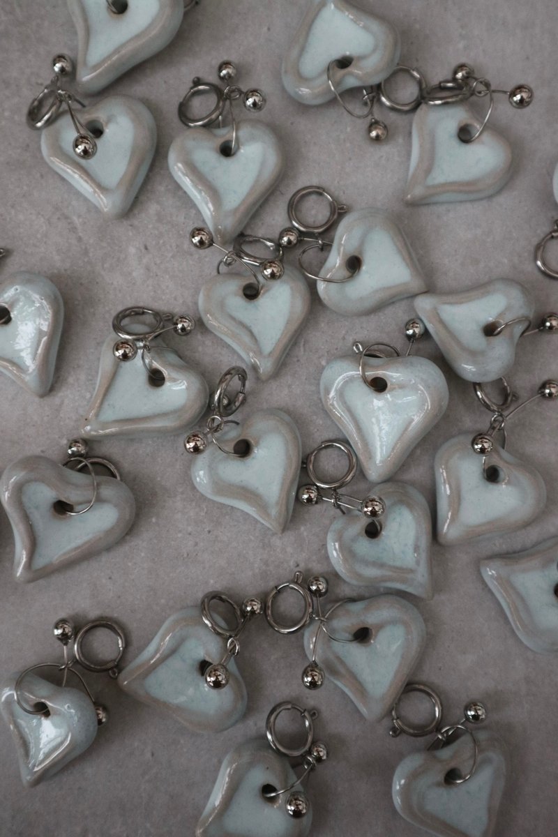 pottery heart - 項鍊 - 陶 白色