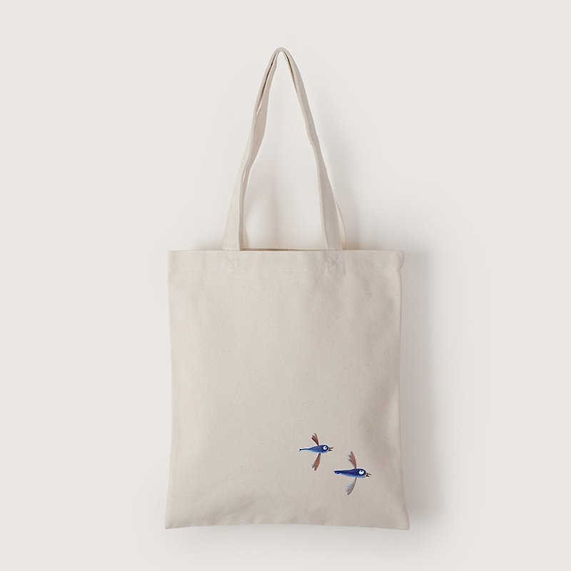 Shoulder bag + illustration - Messenger Bags & Sling Bags - Cotton & Hemp White