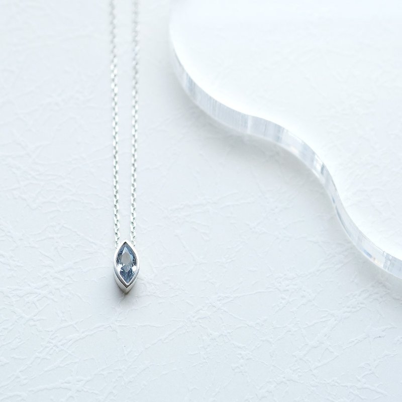Marquis Aquamarine Necklace Silver 925 - Necklaces - Gemstone Blue