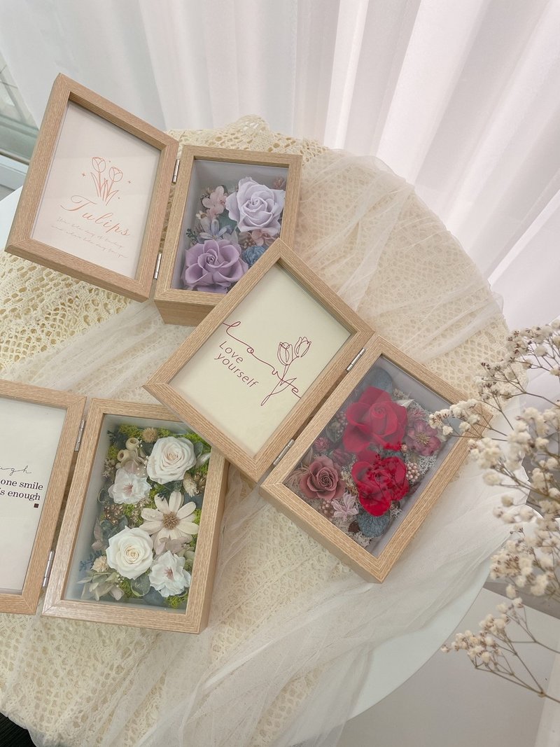 玫瑰記憶 永生花相框 花盒 立體摺疊相框 多色 - 乾燥花/永生花 - 植物．花 多色