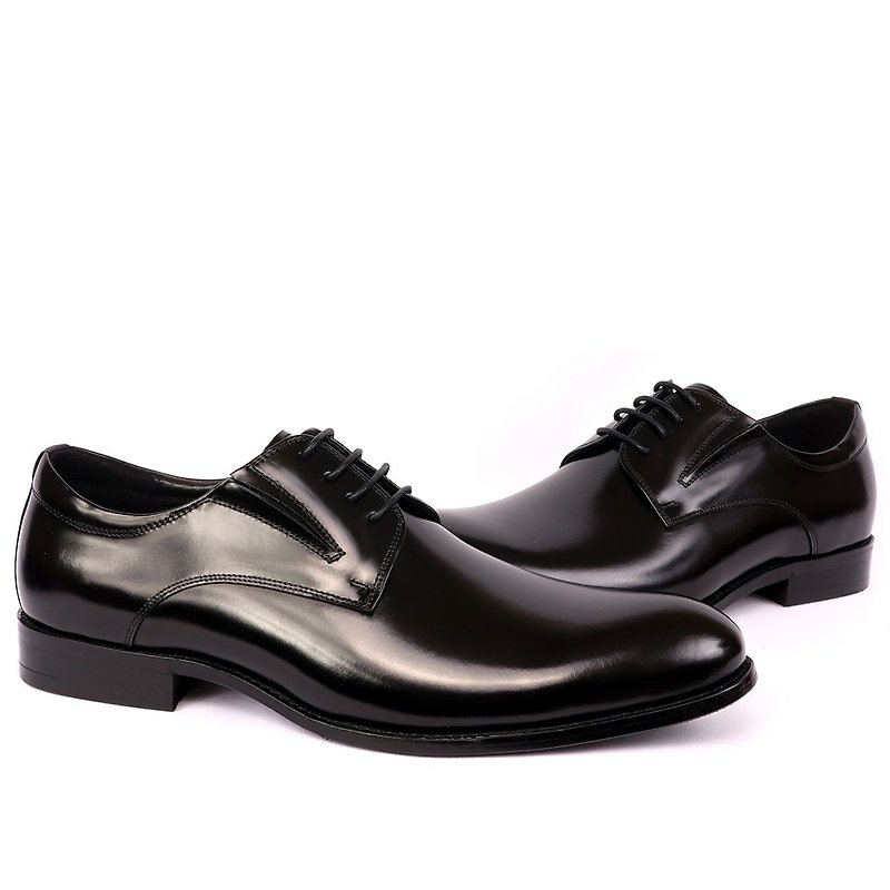 sixlips British modern rendering plain Derby shoes black - รองเท้าหนังผู้ชาย - หนังแท้ สีดำ