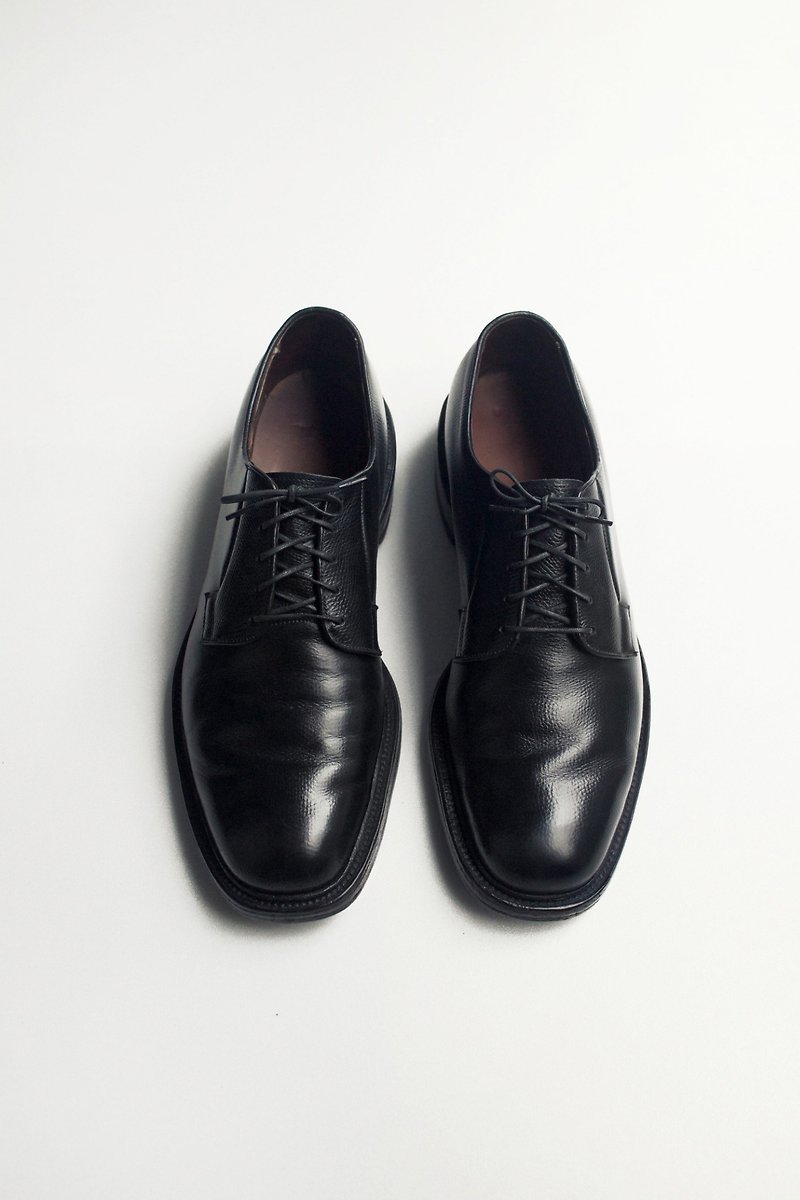 70s American Textured Runoff Leather Shoes Allen Edmonds Leeds US 9.5C EUR 4243 - Men's Casual Shoes - Genuine Leather Black