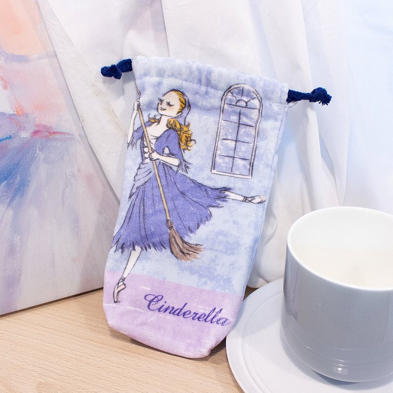 Yizike Ballet│Cinderella Drawstring Pocket - ถุงใส่กระติกนำ้ - ผ้าฝ้าย/ผ้าลินิน สีน้ำเงิน