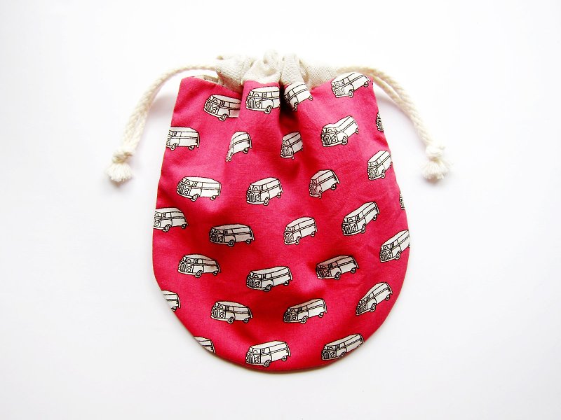 Drawstring pocket, storage bag, small bag, Peach minibus, and other coin purse fabric patterns are also available - Toiletry Bags & Pouches - Cotton & Hemp Pink