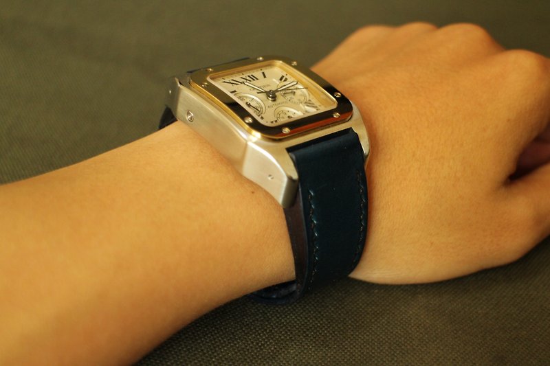 Custom strap off strap - นาฬิกาผู้หญิง - หนังแท้ สีน้ำเงิน