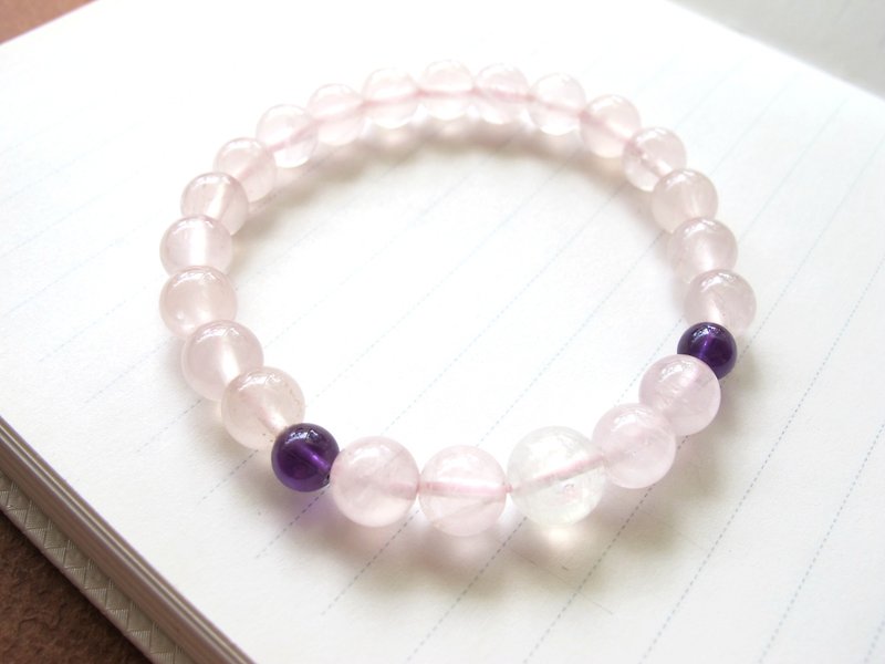 【Purple】 Amethyst x amethyst x Moonstone - Handmade natural stone series - Bracelets - Crystal Pink
