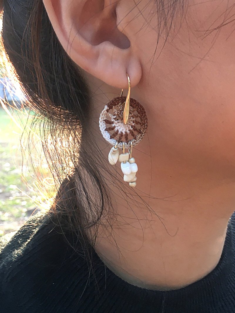 Earrings • Faith of the Earth • Dream Catcher - Earrings & Clip-ons - Cotton & Hemp Brown